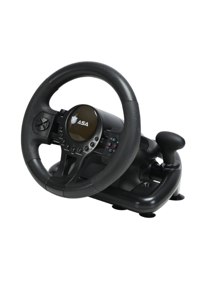 ASA A500 6-in-1 Gaming Racing Wheel with Pedals & Gear Shifter – Dual-Motor Vibration, 180° Rotation – Compatible with PC, PS4, PS3, Xbox One, Xbox 360, Switch, and Android - Image 3